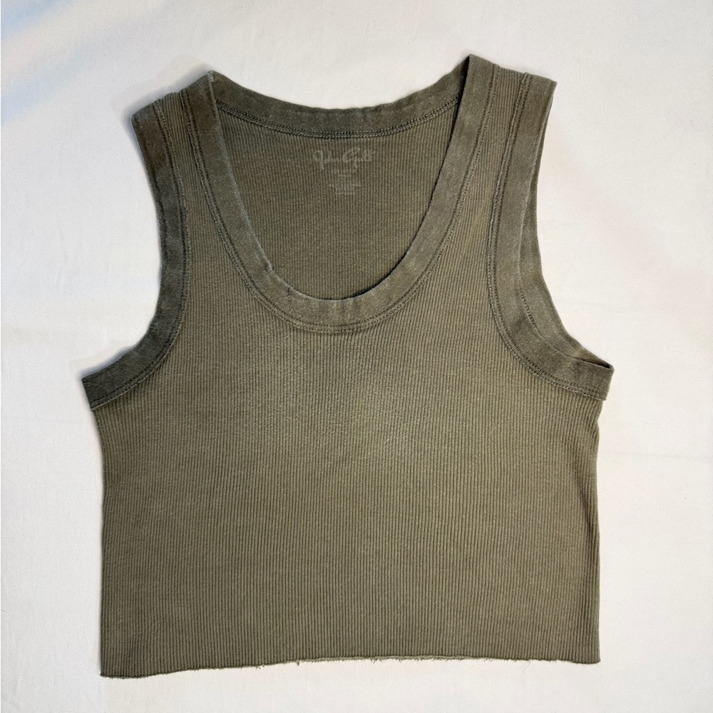 John Galt Olive Green Ribbed Tank Top